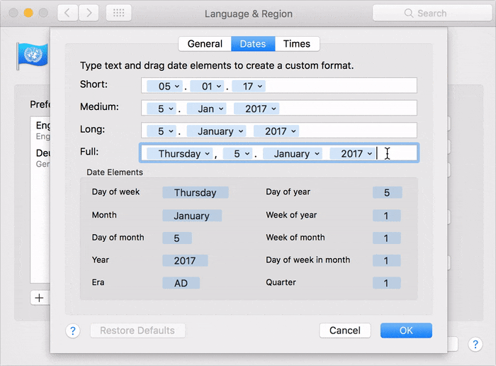 Display week of year in macOS High Sierra menu bar